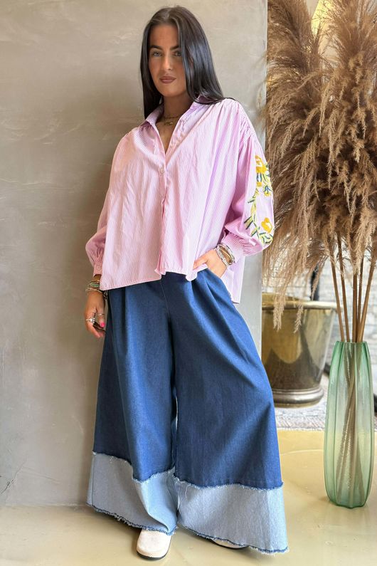 Hutton Crewel Work Shirt Pink